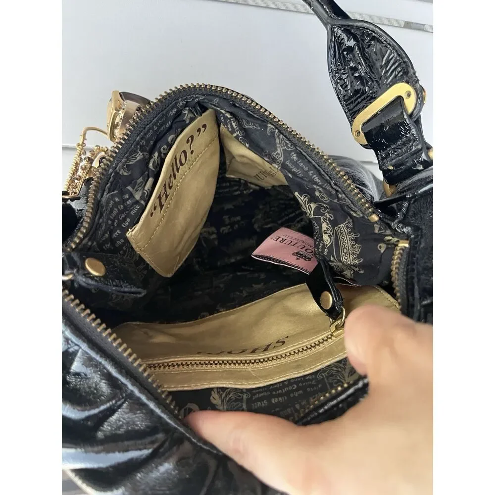 Juicy Couture Leather Embellished Y2K Boho Bag- OS - Black - Picture 11 of 16